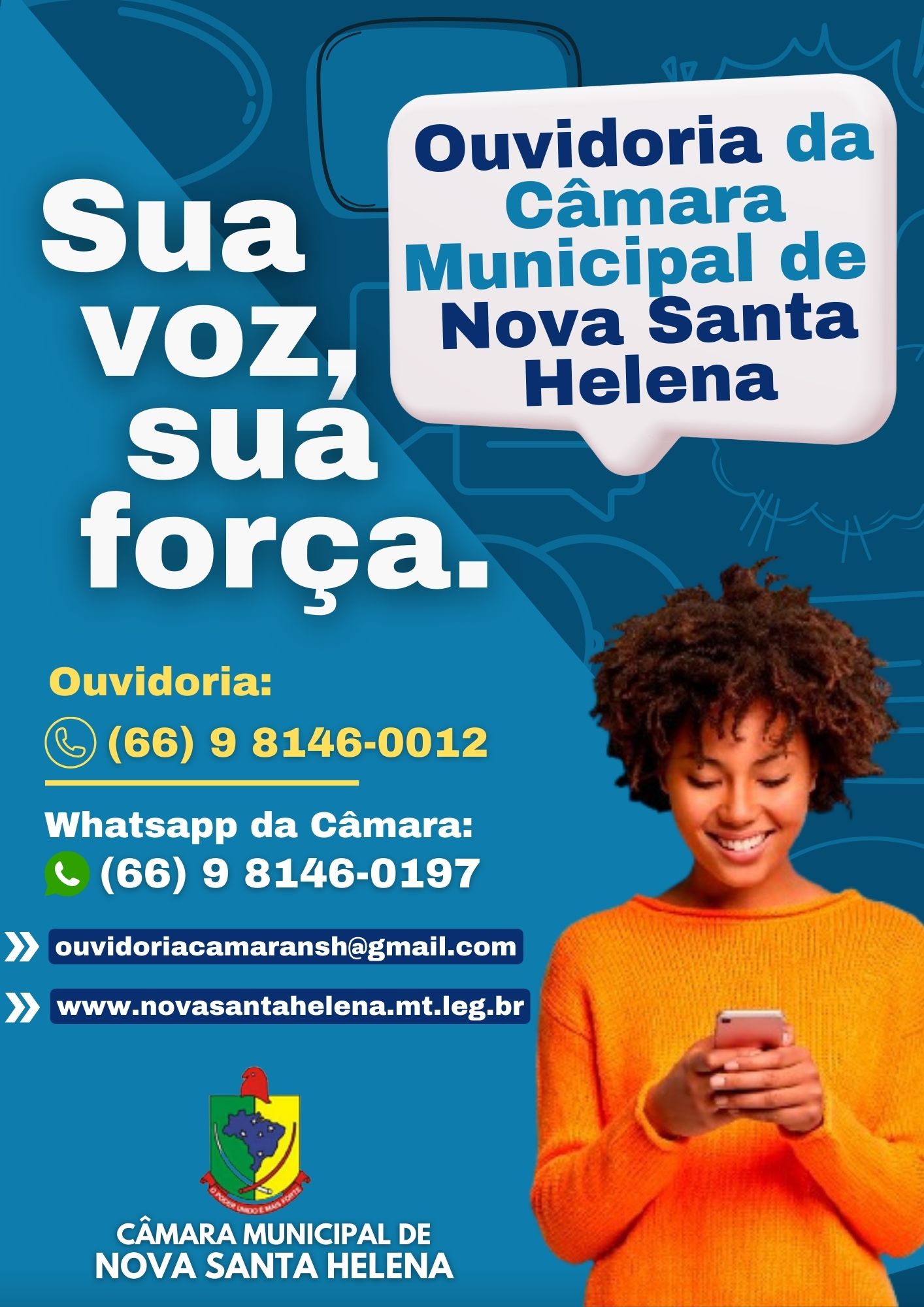 A Câmara de Vereadores de Nova Santa Helena conta com um moderno canal de comunicação da população com o Legislativo.