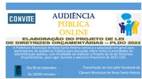 Dia 09 de setembro acontece uma importante audiência pública online para debater LDO-2022