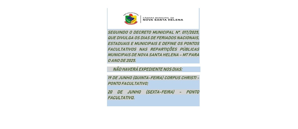 PONTO FACULTATIVO 19 E 20 DE JUNHO