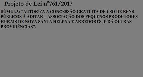 Projeto de Lei nº761/2017